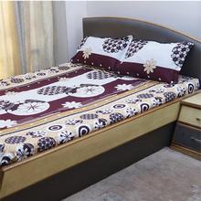 MUSKAN Brown Circles Poly Bedsheet for Double Sized Bed [90X100inch]