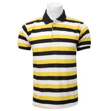 Yellow/Black/White Striped Polo Neck T-Shirt