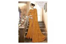 Mustard Yellow Embroidered Saree With Blouse Piece For Women