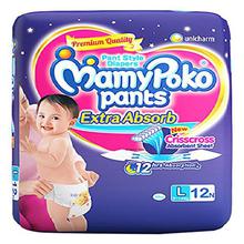 MamyPoko Pants Extra Absorb Diapers, Large (Pack of 12)