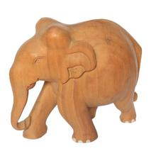 Brown Wooden Carved Elephant Showpiece - Large - 550g