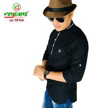 Virjeans Mens Linen Kurta Shirts (VJC 581)Black