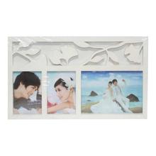 White Floral Designed 3 Picture Frame