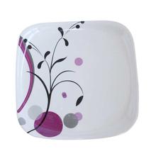 White/Purple Printed 10" Square Melamine Dinner Plate Set - 6 Pieces