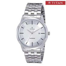 1584SM03 White Dial Round Analog Watch For Men- Silver