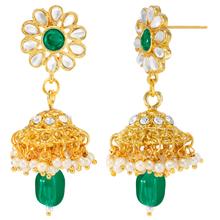 Aheli Indian Traditional Jewellery Green Kundan Choker Necklace Earring Jewellery Set for Women