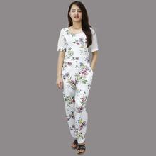 White Floral Printed Jumpsuit For Women