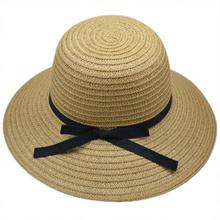Women Bowknot Large Brim Straw UV Protection Dome Hat Summer