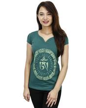 Pine Green Tibetan Om Printed T-Shirt For Women