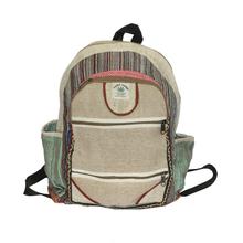 Beige/Red Zippered Hemp Backpack - Unisex