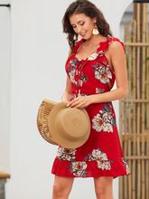 Ruffle Knot Floral Print Dress