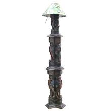 Brown Traditional Crafted Wooden 3 Step Kushal Lamp Stand-282