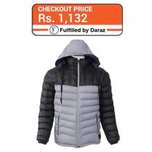 J.Fisher Grey/Black Dual Tone Silicon Jacket With Detachable Hood For Men