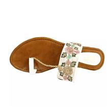 Colorful Elegant Embroidered Slide Sandals For Women-White