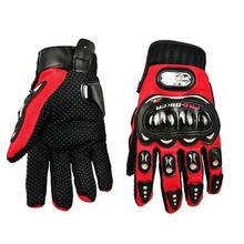 Black Pro Biker Grip Full Gloves-red