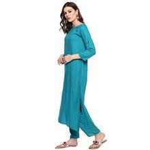 Cenizas Women's Rayon Solid Kurta with Palazzo Pant &