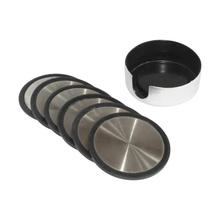 Black Stainless Steel Tea Coaster Set - 6 Pcs