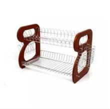 T037 - Wood Panel 2 Layer Plate Rack - 51cm x 26.5cm x 33.5cm