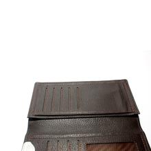 Mens Genuine Leather Wenz Long Wallet Leather Pockets Card Bag Clutch Center Bifold Purse Brown