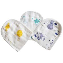 Kaarpas White Cotton Adorable Characters Printed Burp Cloth For Babies (Set Of 3)