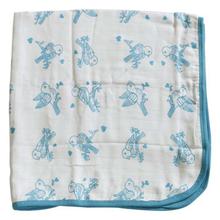 White/Blue Cotton Bird Printed Baby Blanket