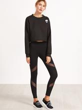 Black Mesh Insert Skinny Leggings