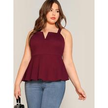 SALE- SHEIN Plus V-cut Neck Peplum Top