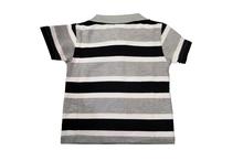 Kids Polo T-shirts Striped Design – Grey/White/Black