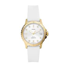 Fossil White/Gold Leather Casual Watch For Women - ES5286