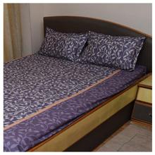 MUSKAN SINGLE Purple Toned Leaves Bedsheet With 1 Pillow Covers