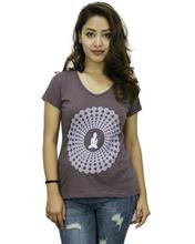 Hickory Brown Buddha Printed V-Neck T-Shirt For Women