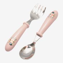 Light Pink Color Steel Baby Spoon Fork