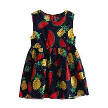 Girls Kids Fruit Print Sleeveless Dress Cute O-Neck Summer