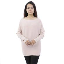 Baby Pink Solid Long Sweater For Women