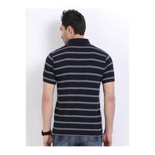 Indian Terrain Striped Regular Fit Polo T-shirts – Navy