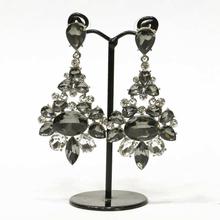 Grey Floral Designe Rhinestone Studded Earrings For Women