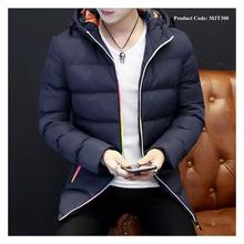 Hi-Fashion Dual-tone Boarder Silicon Down Jacket For Men-Black