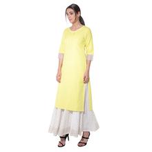 Lemon yellow kurti with embroidered sleeves By "Paislei"