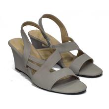 Grey Synthetic Ankle Strap Wedge Heels For Women