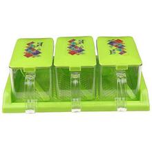 la corsa Plastic 4-Piece Serving Container with Tray Set, Green