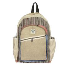 Beige/Multi-color Textured Hemp Backpack - Unisex