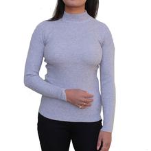 Grey Round Neck Sweater For Women