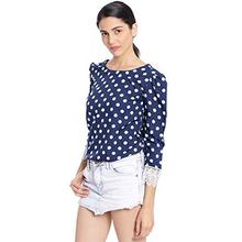 MALLORY WINSTON Navy Polka Dots Women’s 3/4 Sleeve Top.