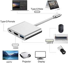 GD Type c to 3 in 1 Type c to HDMI Type c to USB and Type c to Type c Hub 4K Adapter Usb-c to HDMI Converter with 3.0 USB Port and Type C 3.1 Female Charging Port for MacBook