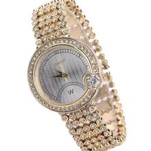 MINHIN Top Brand Luxury Wristwatch Women Full Rhinestone Band Golden Quartz Wrist Watch Ladies Casual Wedding Relogio