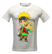 White Naruto Printed Round Neck T-Shirt