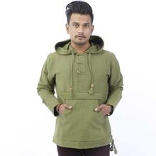 Front Pocket Designed Hooded Shirt For Men