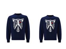 Wosa - Round Neck Skeleton Sweat Blue Print Couple Matching Sweatshirt