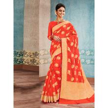 Stylee Lifestyle Orange Banarasi Silk Jacquard Saree (1749)