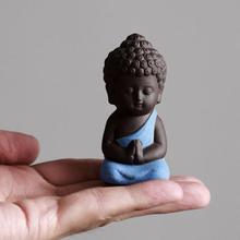 8*4CM Buddhism Litlle Meditation Monk Small Statues Miniature Craft Buddha Statues Clay Mini Chinese Buddhism Zen Monks